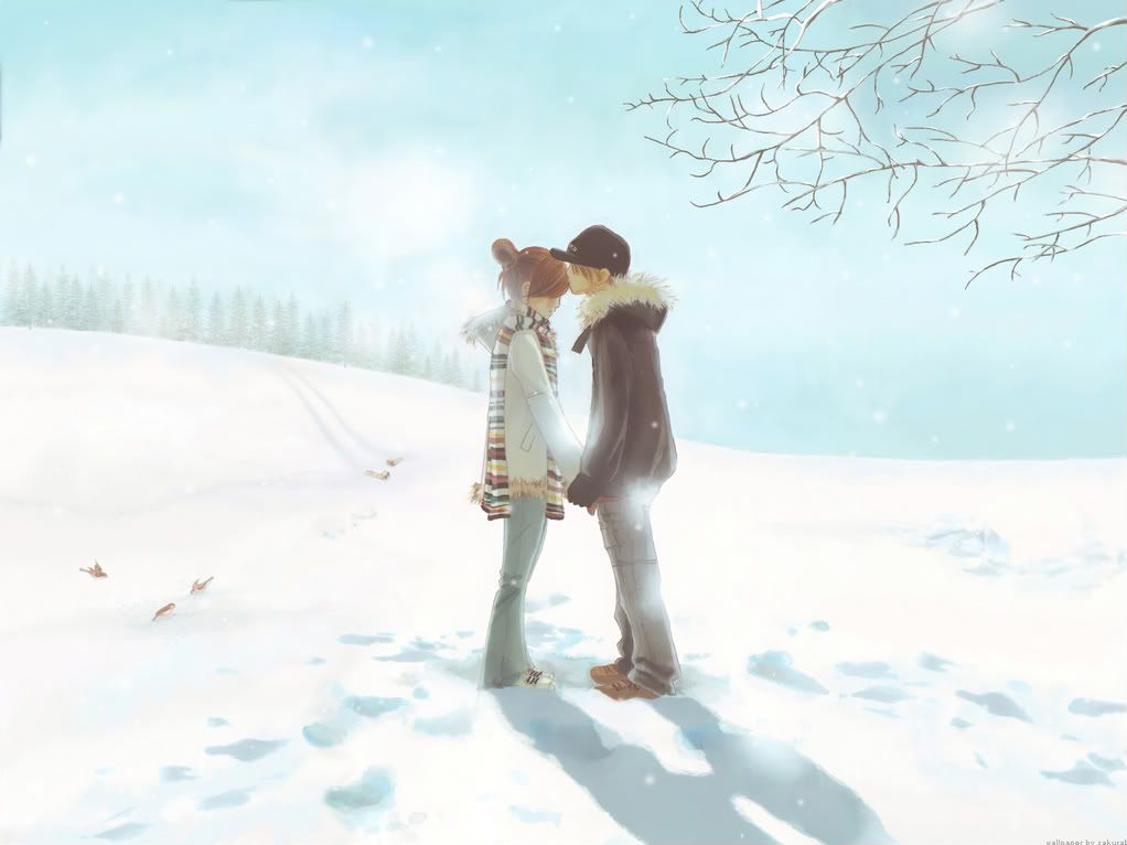 anime wallpaper kiss. kiss-in-the-snow-anime-