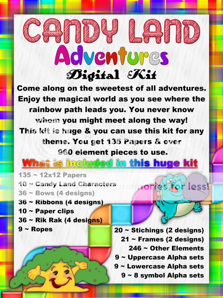 CandyLand Adventures Digital scrapbooking kit ~ 300dpi  