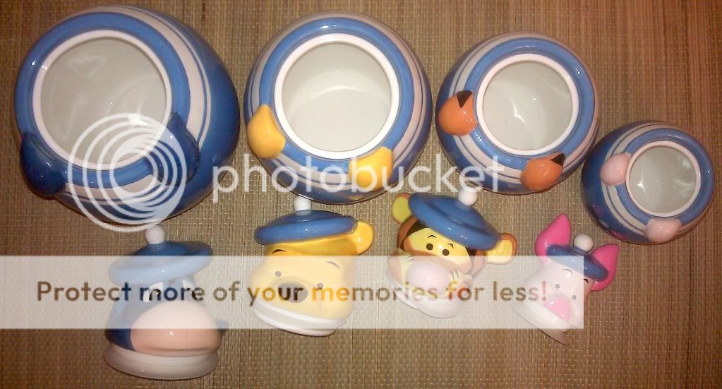 LOT OF 4) DISNEY WINNIE THE POOH AND FRIENDS CANISTER/COOKIE JARS WOW 